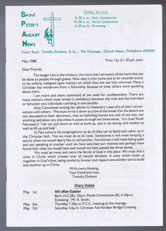 Saint Peter's Anlaby News & York Diocesan Leaflet - May 1988
