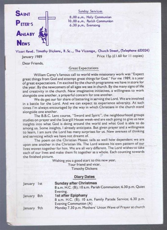 Saint Peter's Anlaby News & York Diocesan Leaflet - January 1989