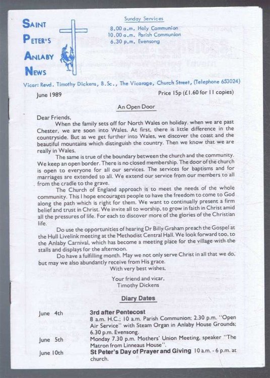 Saint Peter's Anlaby News & York Diocesan Leaflet - June 1989