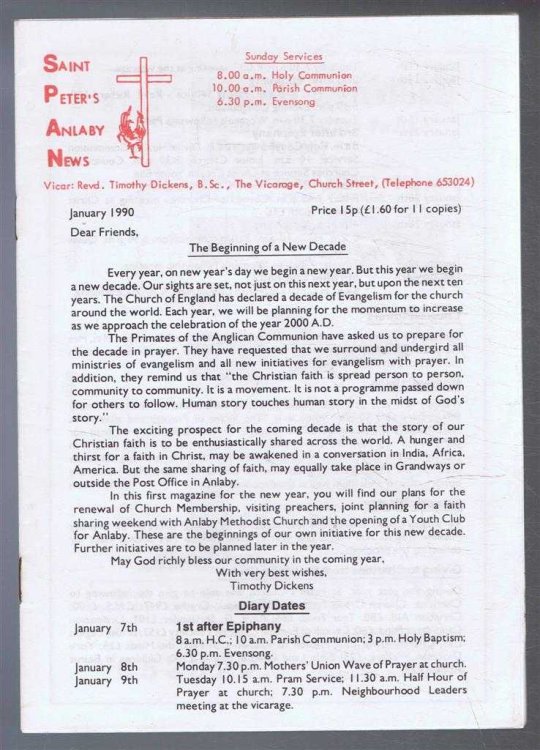 Saint Peter's Anlaby News & York Diocesan Leaflet - January 1990