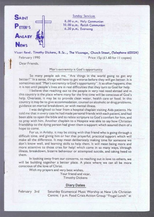 Saint Peter's Anlaby News & York Diocesan Leaflet - February 1990