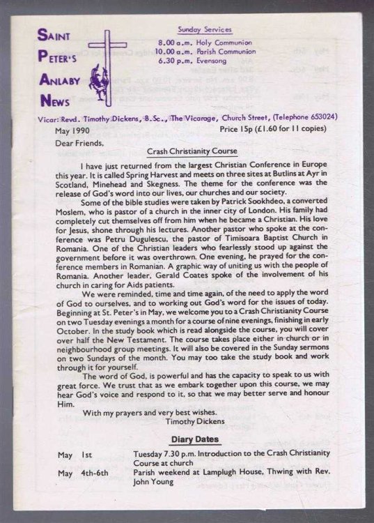 Saint Peter's Anlaby News & York Diocesan Leaflet - May 1990