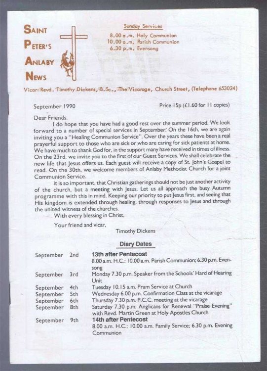 Saint Peter's Anlaby News & York Diocesan Leaflet - September 1990