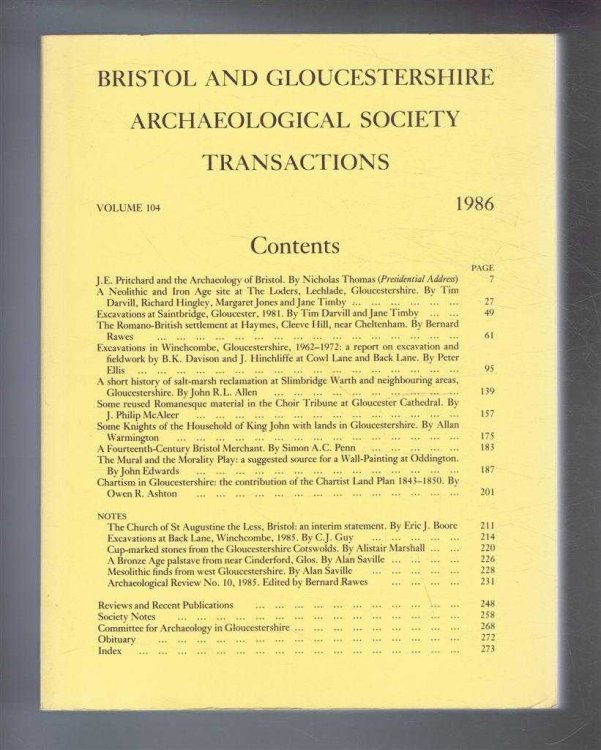 Image for Transactions of the Bristol and Gloucestershire Archaeological Society for 1986, Volume 104 Transactions of the Bristol and Gloucestershire Archaeological Society for 1986, Volume 104