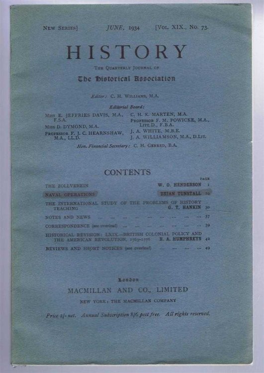 History, the Quarterly Journal of the Historical Association, June 1934 Vol. XIX No. 73
