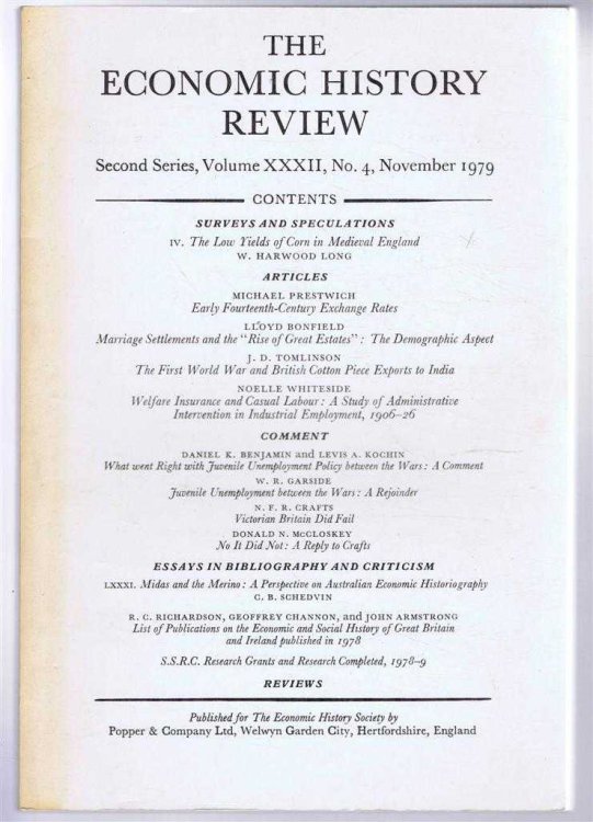 The Economic History Review, Second Series, Volume XXXII, No. 4, November 1979