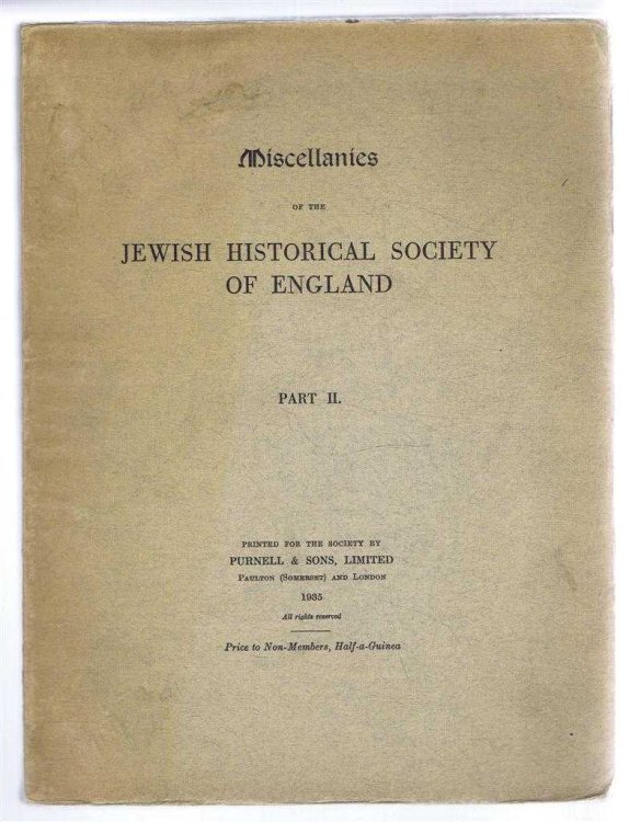 Miscellanies of the Jewish Historical Society of England Part III