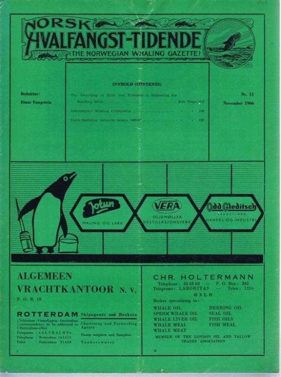 Image for Norsk Hvalfangst-Tidende (The Norwegian Whaling Gazette), Organ For the International Association of Whaling Companies. Nr 11 Novembre 1966 Norsk Hvalfangst-Tidende (The Norwegian Whaling Gazette), Organ For the International Association of Whaling Companies. Nr 11 Novembre 1966