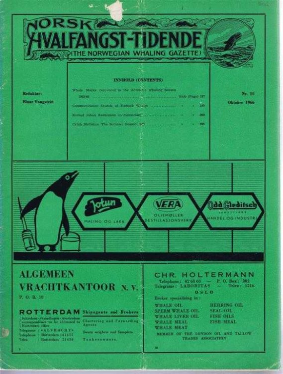 Image for Norsk Hvalfangst-Tidende (The Norwegian Whaling Gazette), Organ For the International Association of Whaling Companies, Nr. 10, Oktober 1966 Norsk Hvalfangst-Tidende (The Norwegian Whaling Gazette), Organ For the International Association of Whaling Companies, Nr. 10, Oktober 1966