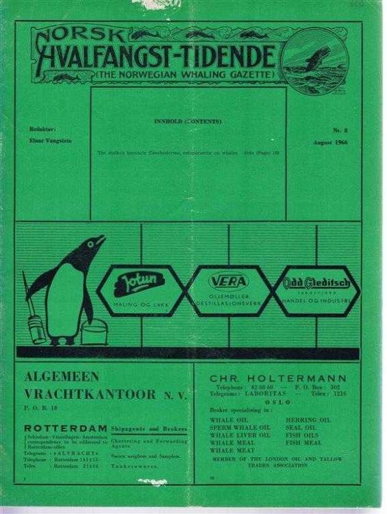 Image for Norsk Hvalfangst-Tidende (The Norwegian Whaling Gazette), Organ For the International Association of Whaling Companies. Nr 8. August 1966 Norsk Hvalfangst-Tidende (The Norwegian Whaling Gazette), Organ For the International Association of Whaling Companies. Nr 8. August 1966