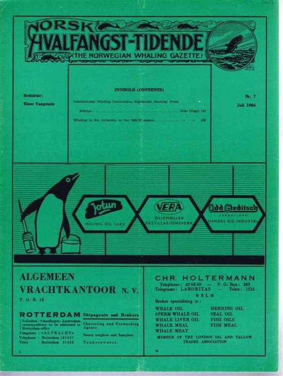 Image for Norsk Hvalfangst-Tidende (The Norwegian Whaling Gazette), Organ For the International Association of Whaling Companies. Nr 7, Juli 1966 Norsk Hvalfangst-Tidende (The Norwegian Whaling Gazette), Organ For the International Association of Whaling Companies. Nr 7, Juli 1966