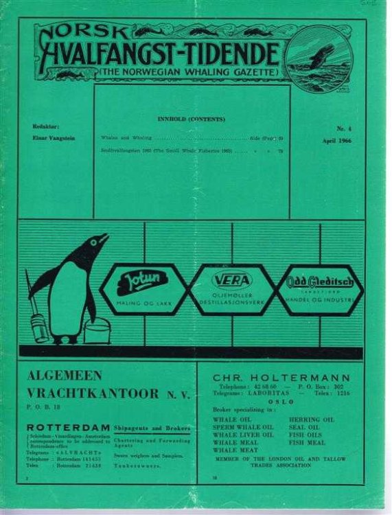Image for Norsk Hvalfangst-Tidende (The Norwegian Whaling Gazette), Organ For the International Association of Whaling Companies. Nr. 4, April 1966 Norsk Hvalfangst-Tidende (The Norwegian Whaling Gazette), Organ For the International Association of Whaling Companies. Nr. 4, April 1966