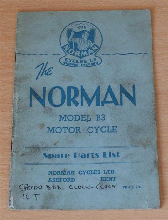 Norman Model B3 Motor Cycle General Spares List