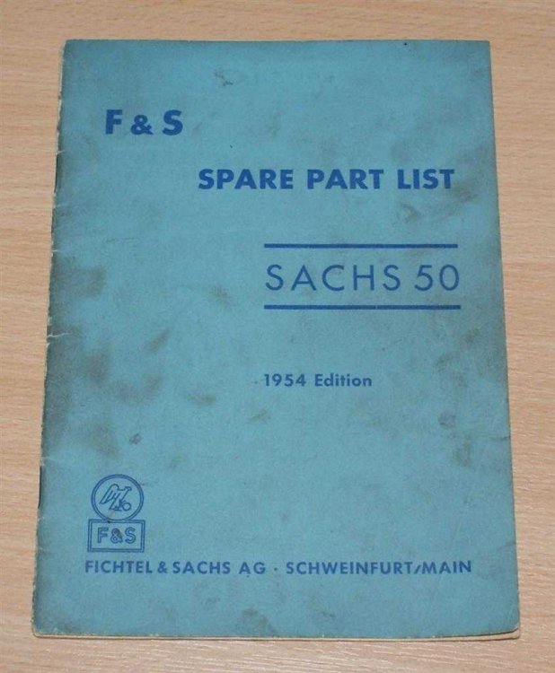 F & S Spare Part List - Sachs 50, 1954 Edition
