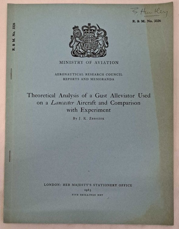 Theoretical Analysis of a Gust Alleviator Used on a Lancaster Aircraft and Comparison with Experiment. Ministry of Aviation Aeronautical Research Council Reports and Memorandum (R & M) No. 3326