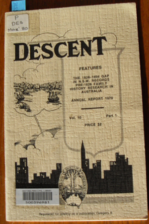 Descent: The Journal of the Society of Australian Genealogists (Vol 10, March 1980, Part 1)