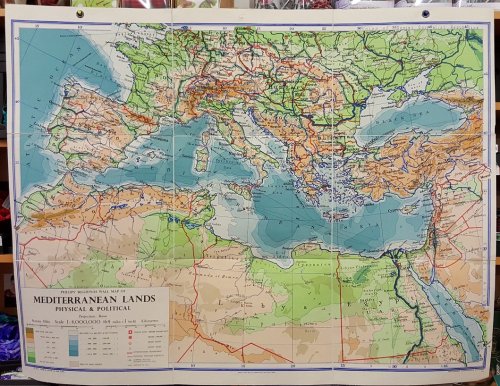 Philips' Regional Wall Map of Mediterranean Lands, Physical and Political.