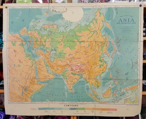 G.W. Bacon Wall Atlas of Asia and Adjacent Lands - Contours