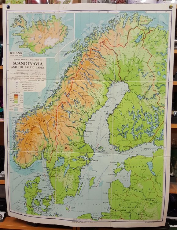 Philips' Regional Wall Map of Scandinavia.