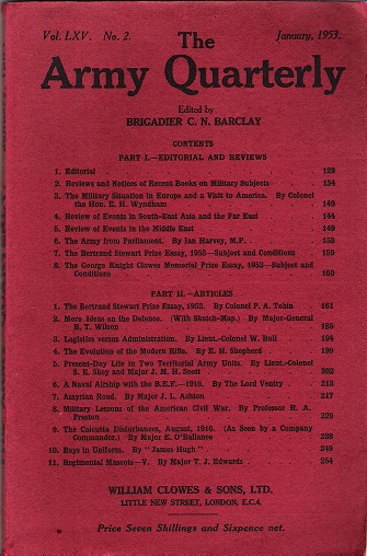The Army Quarterly Vol. LXV, No.2.