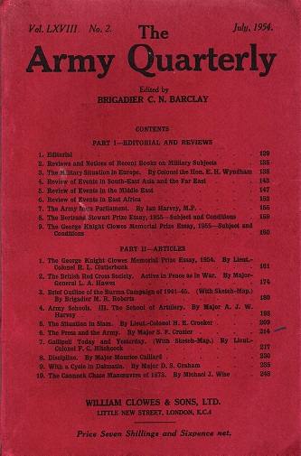 The Army Quarterly Vol.LXVIII No.2.