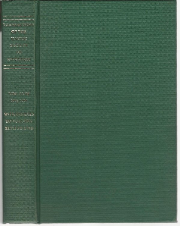 Transactions of the Gaelic Society of Inverness: Volume LVIII 1992-1994