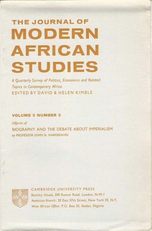 The Journal of Modern African Studies: A Quarterly Survey of Politics, Economics and Related Topics in Contemporary Africa Vol.2, No.2.