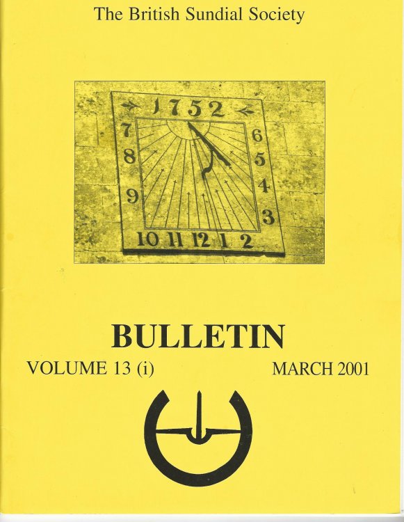 The British Sundial Society Bulletin Volume 13 (i) March 2001.