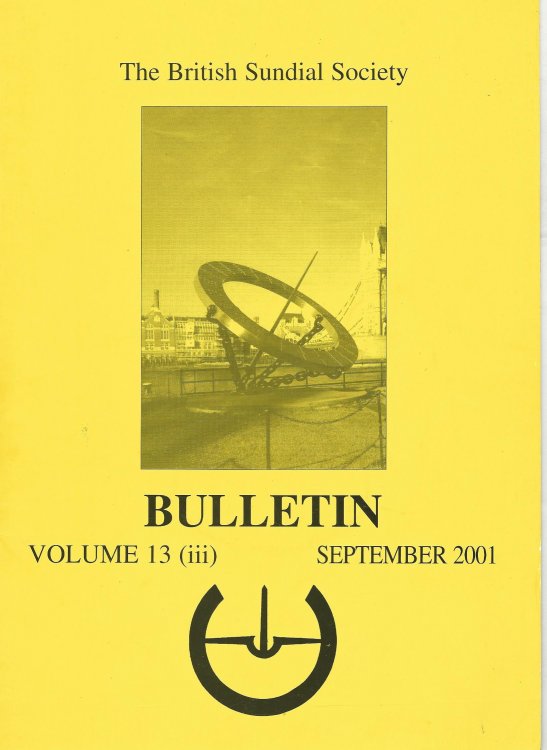 The British Sundial Society Bulletin Volume 13 (ii) June 2001.