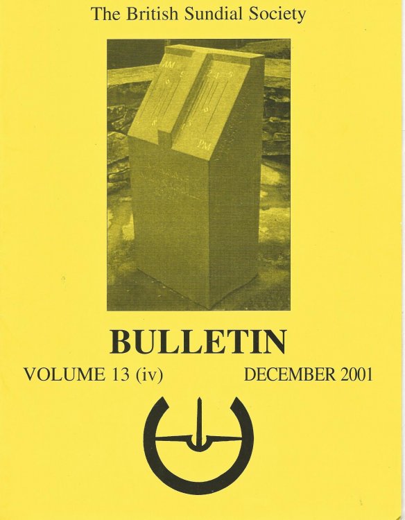 The British Sundial Society Bulletin Volume 13 (iii) September2001.