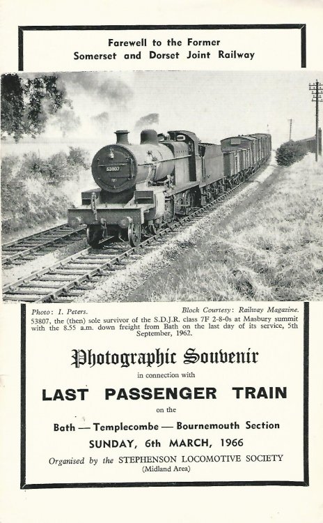 Photographic Souvenir in connection with Last Passenger Train on the Bath - Templecombe - Bournemouth Section.