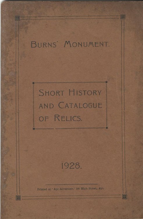 Burns' Monument: Short History and Catalogue of Relics