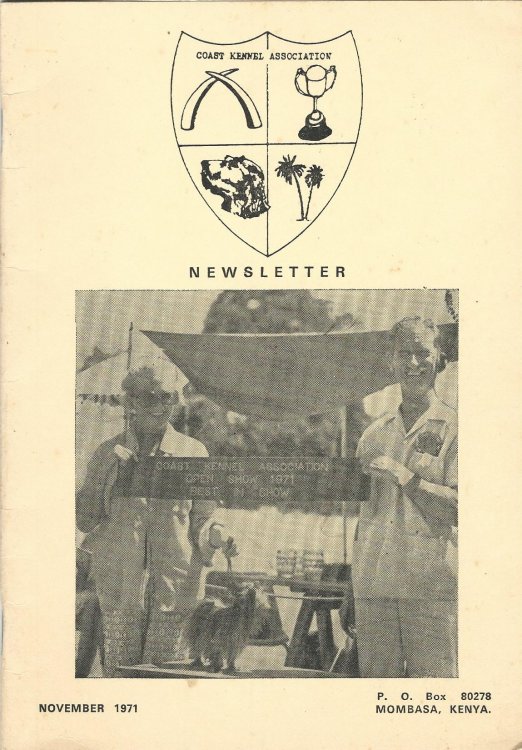 Coast Kennel Association Newsletter November 1971.