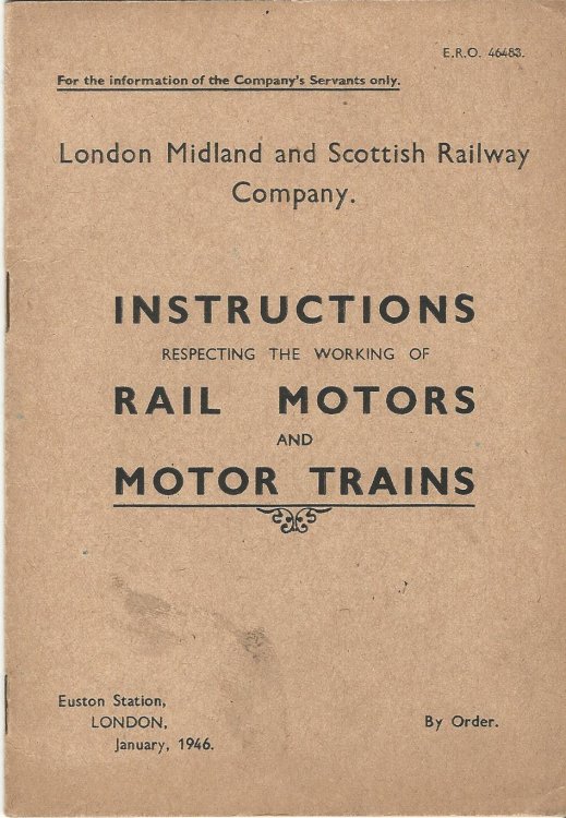 London, Midland and Scottish Railway Company: Instructions Respecting the Working of Rail Motors and Motor Trains