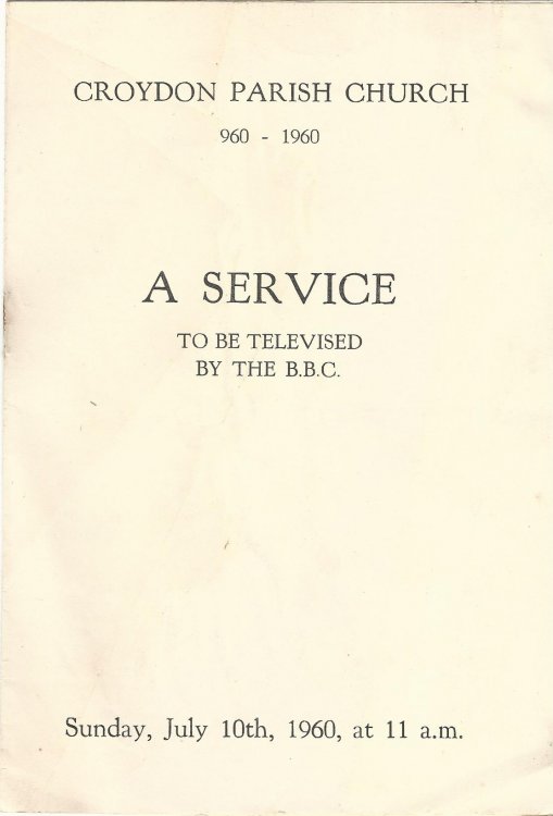 Croydon Parish Church 960-1960 - A Service to by Televised by the B.B.C. - Sunday, July 10th, 1960, at 11 a.m.