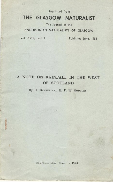 The Glasgow Naturalist: A Note on the Rainfall in the West of Scotland.