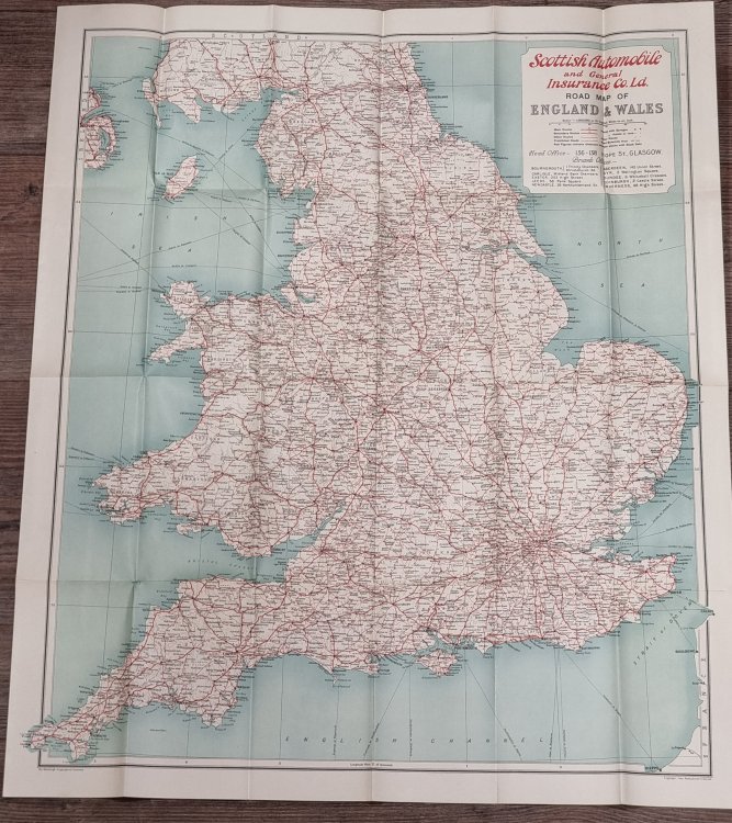 Scottish Automobile and General Insurance Co. Ltd Road Map of England & Wales Scale -1:1,000,000