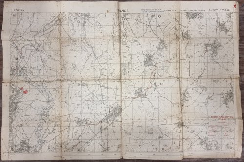 First World War Trench Map - France Sheet 57B S.W. Edition 5.B. 1:20,000 - 28/8/18