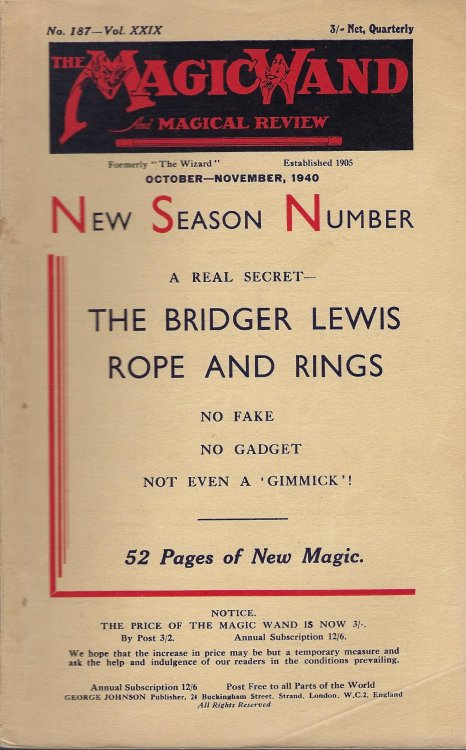 The Magic Wand and Magical Review No. 185, 186, 187, 188 Vol. XXIX
