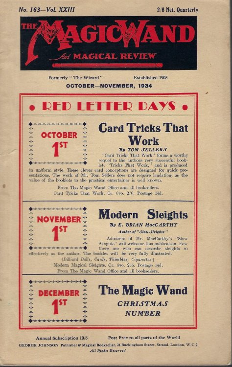 The Magic Wand and Magical Review No.163, Vol. XXIII, October - Novemberr 1934