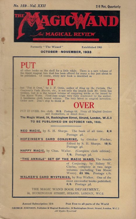 The Magic Wand and Magical Review No163, Vol. XXII, October - November 1933