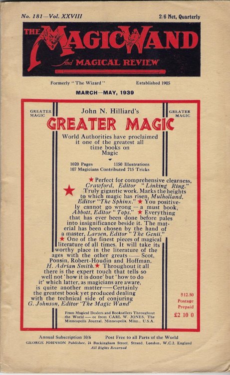 The Magic Wand and Magical Review No181, Vol. XXVII, March - May1939