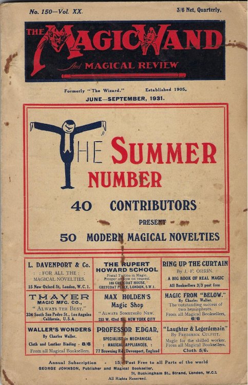 The Magic Wand and Magical Review No150, Vol. XX, June - September 1931
