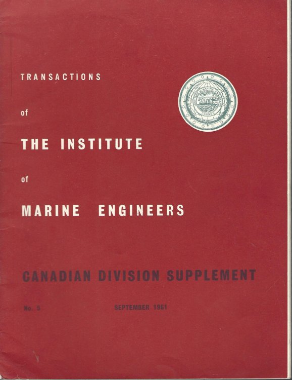 Transactions of the Institute of Marine Engineers - Canadian Division Supplement No. 5 September 1961