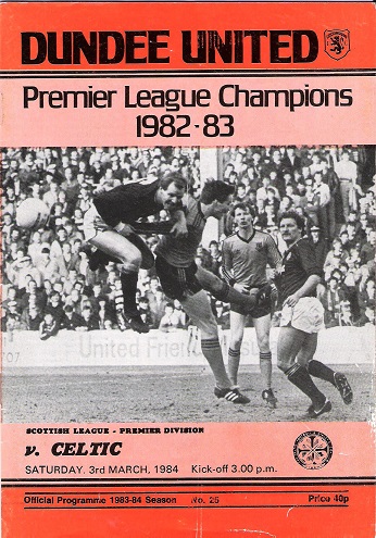 Dundee United F.C. Premier League Champions 1982-83 v. Celtic on Saturday 3 March 1984.
