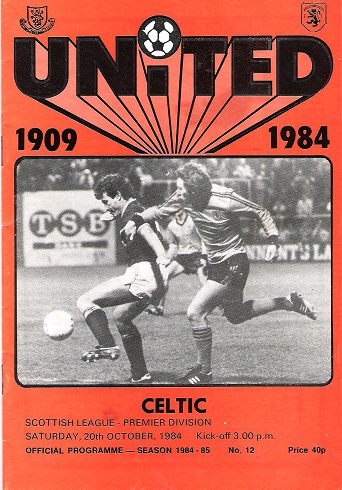 Dundee United F.C. Official Programme Celtic Scottish League Premier Division, Sat 20th October 1984.