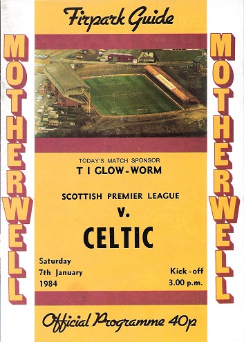 Firpark Guide Motherwell v. Celtic on 7th January 1984.