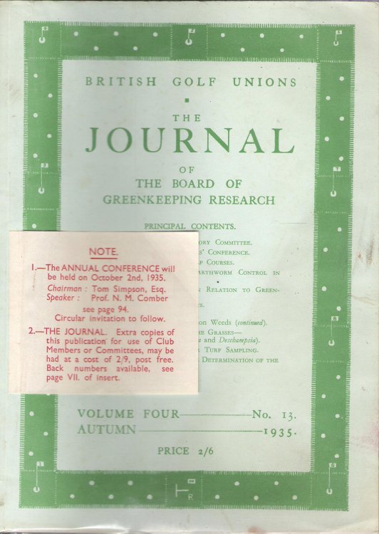 British Golf Unions: The Journal of the Board of Greenkeeping Research, Volume IV, number 13.