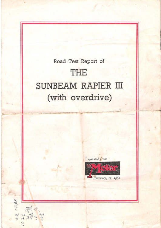 Road Test Report of the Sunbeam Rapier III (With Overdrive).