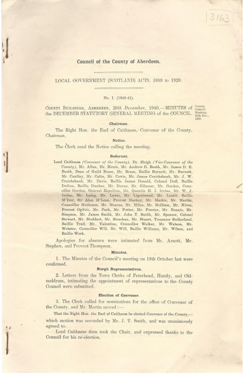 Minutes of December Statutory General Meeting, 20th December, 1940, No.1 & 2.